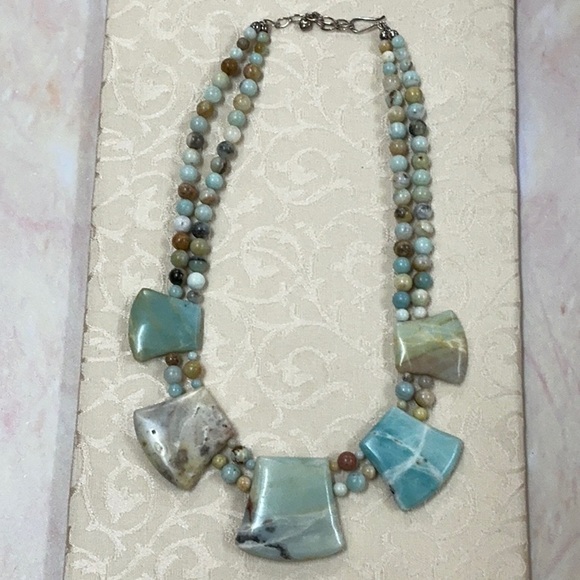 Amazonite Stone Necklace w/ Sterling Chain and Heart - Picture 5 of 8